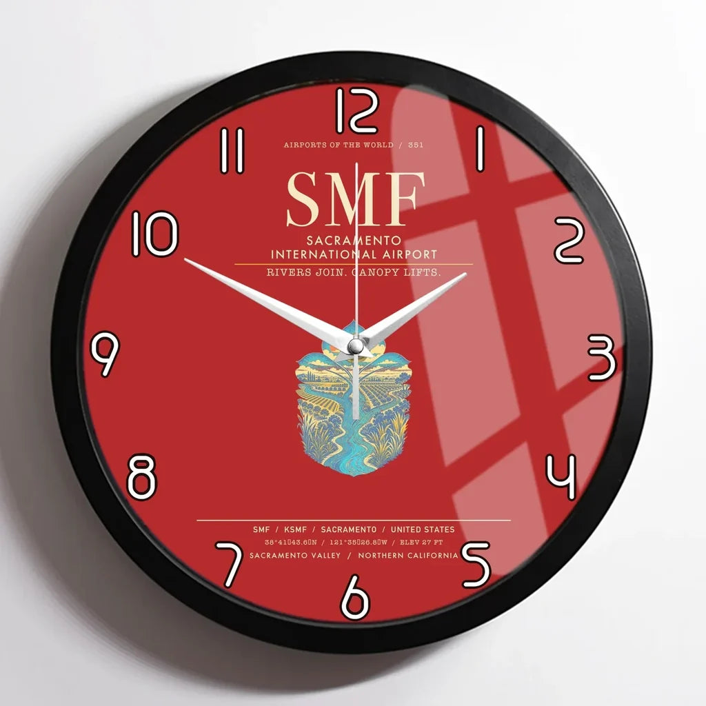 Sacramento International Airport SMF Wall-Clock Framed - Red
