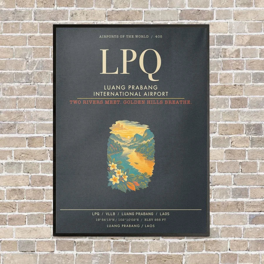 Luang Prabang International Airport LPQ - Canvas Framed - Gray