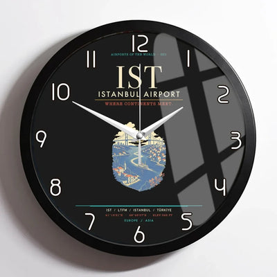 Istanbul Airport IST Wall-Clock Framed - Black