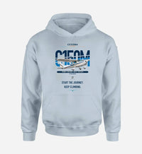 Thumbnail for Cessna 150M design on light blue double-side hoodie, single-side print
