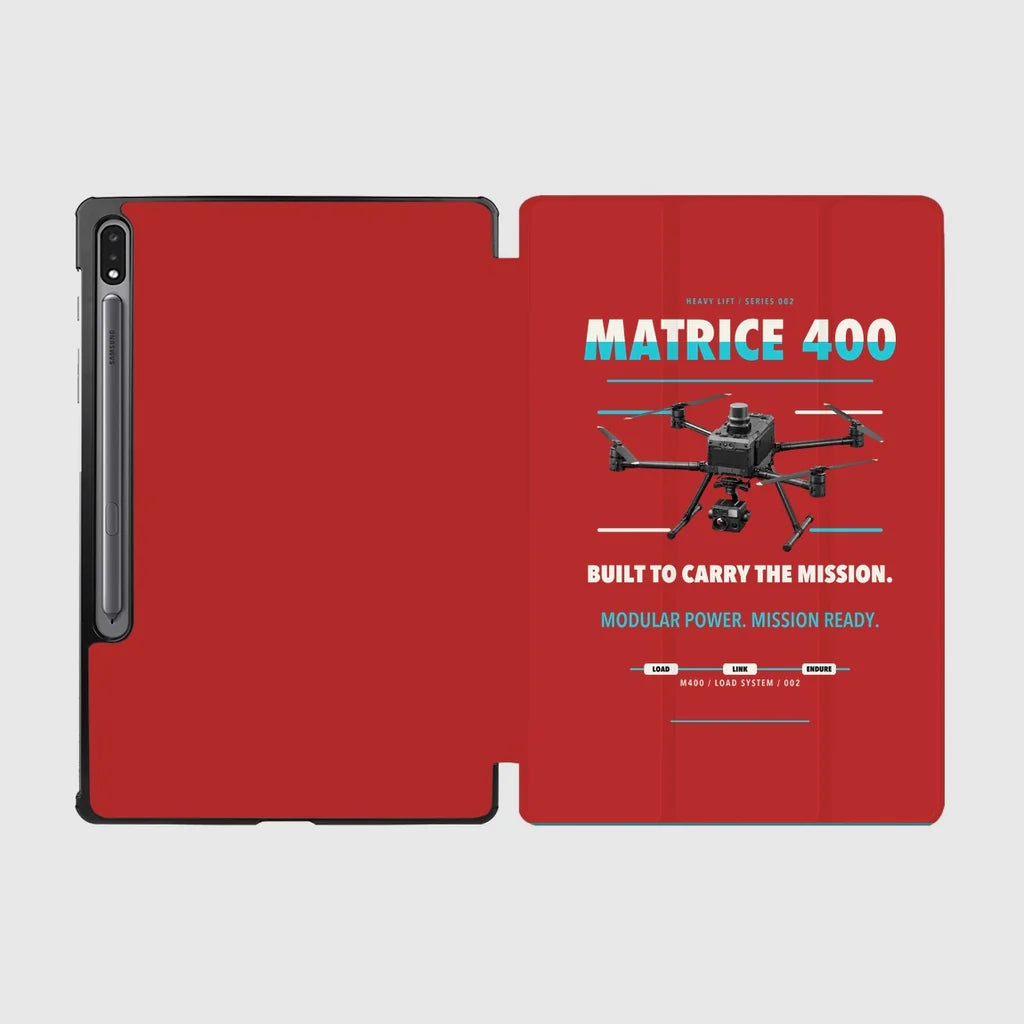 DJI Matrice 400 design on red samsung tablet tablet case