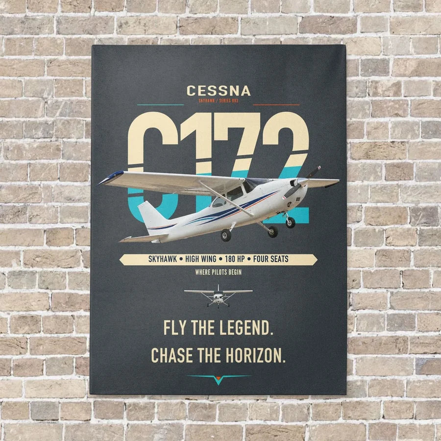 Cessna 172 Skyhawk vertical canvas print - no frame - gray background