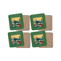 Thumbnail for The First Light Preflight - Designed Coasters design on green 4-pieces-set
