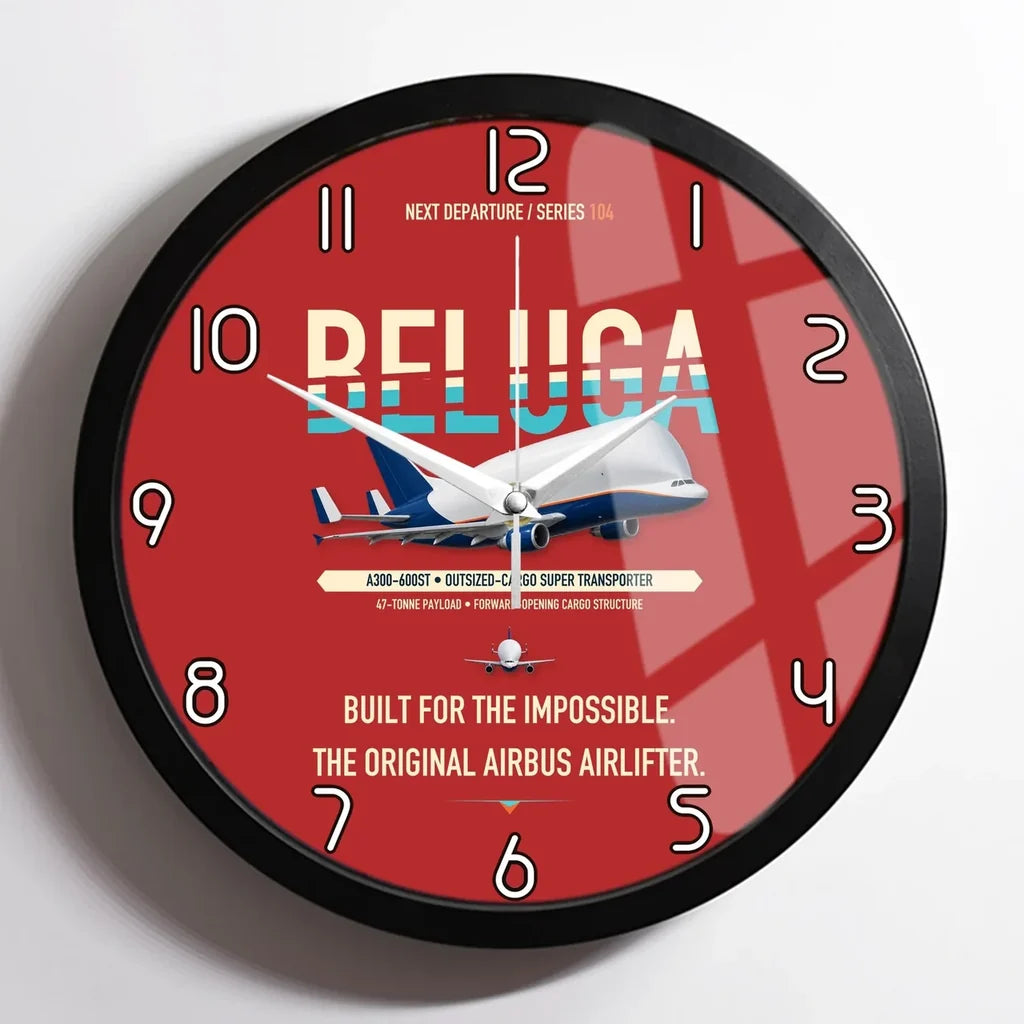 Airbus A300-600ST BelugaST design on red framed wall clock