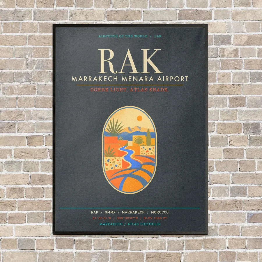 Marrakech Menara Airport RAK - Canvas Framed - Gray