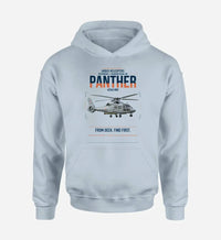 Thumbnail for Airbus Helicopters AS565 MBe Panther design on light blue double-side hoodie, single-side print