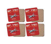 Thumbnail for WC-130J Hurricane Hunter design on red 4 pieces set coaster