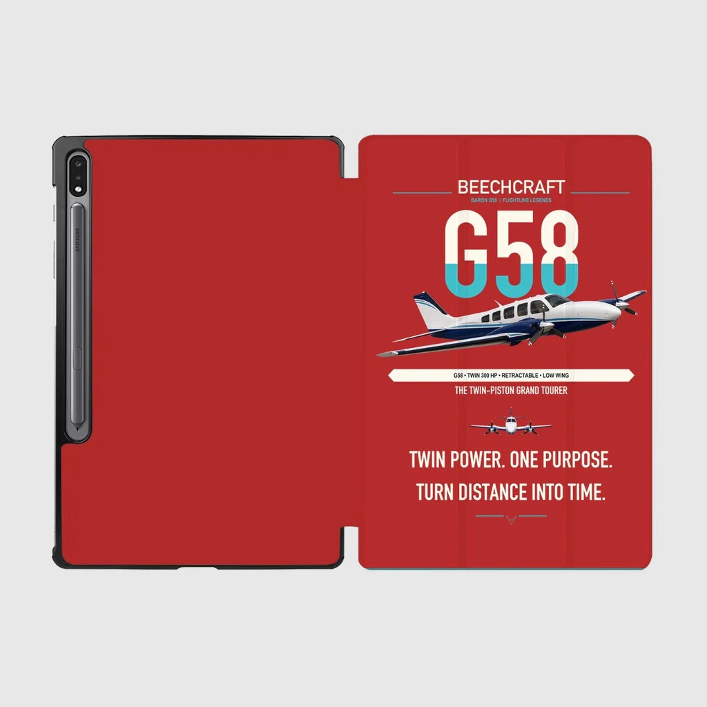 Beechcraft Baron G58 design on red samsung tablet tablet case