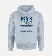 Thumbnail for Tecnam P2012 Traveller design on light blue double-side hoodie, single-side print