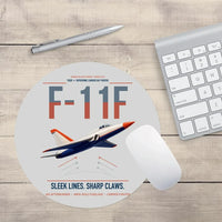 Thumbnail for F-11F Tiger design on light gray round mouse pad