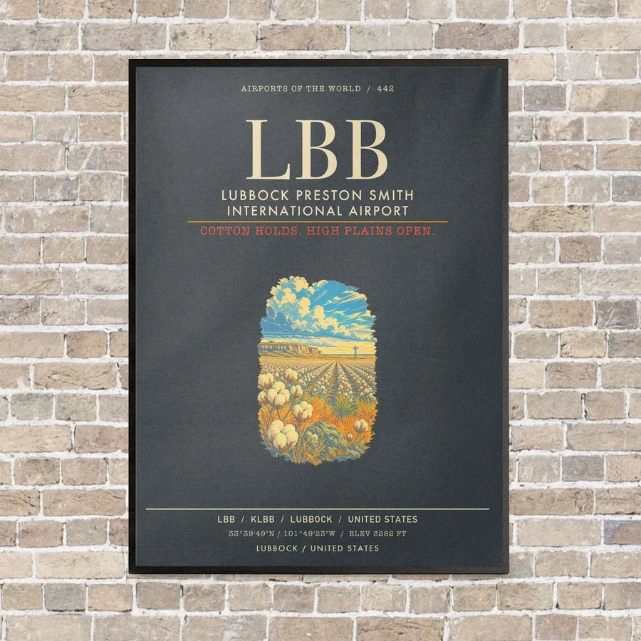 Lubbock Preston Smith International Airport LBB - Canvas Framed - Gray