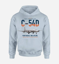 Thumbnail for C-54D Skymaster design on light blue double-side hoodie, single-side print