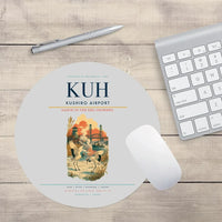 Thumbnail for Kushiro Airport (KUH) design on light gray round mouse pad