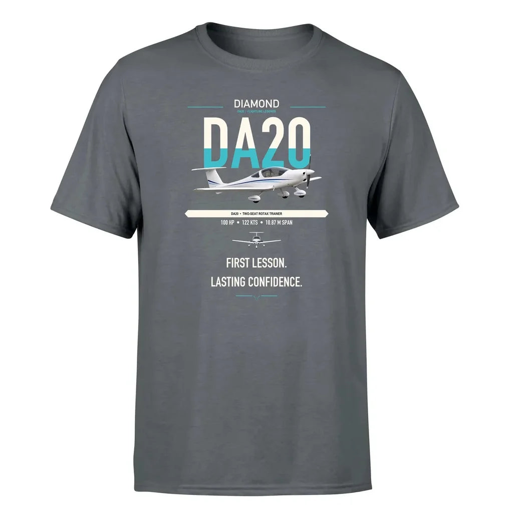 Diamond DA20 design on gray t-shirt, single-side print