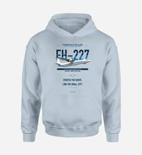 Thumbnail for Fairchild Hiller FH-227B design on light blue hoodie single side