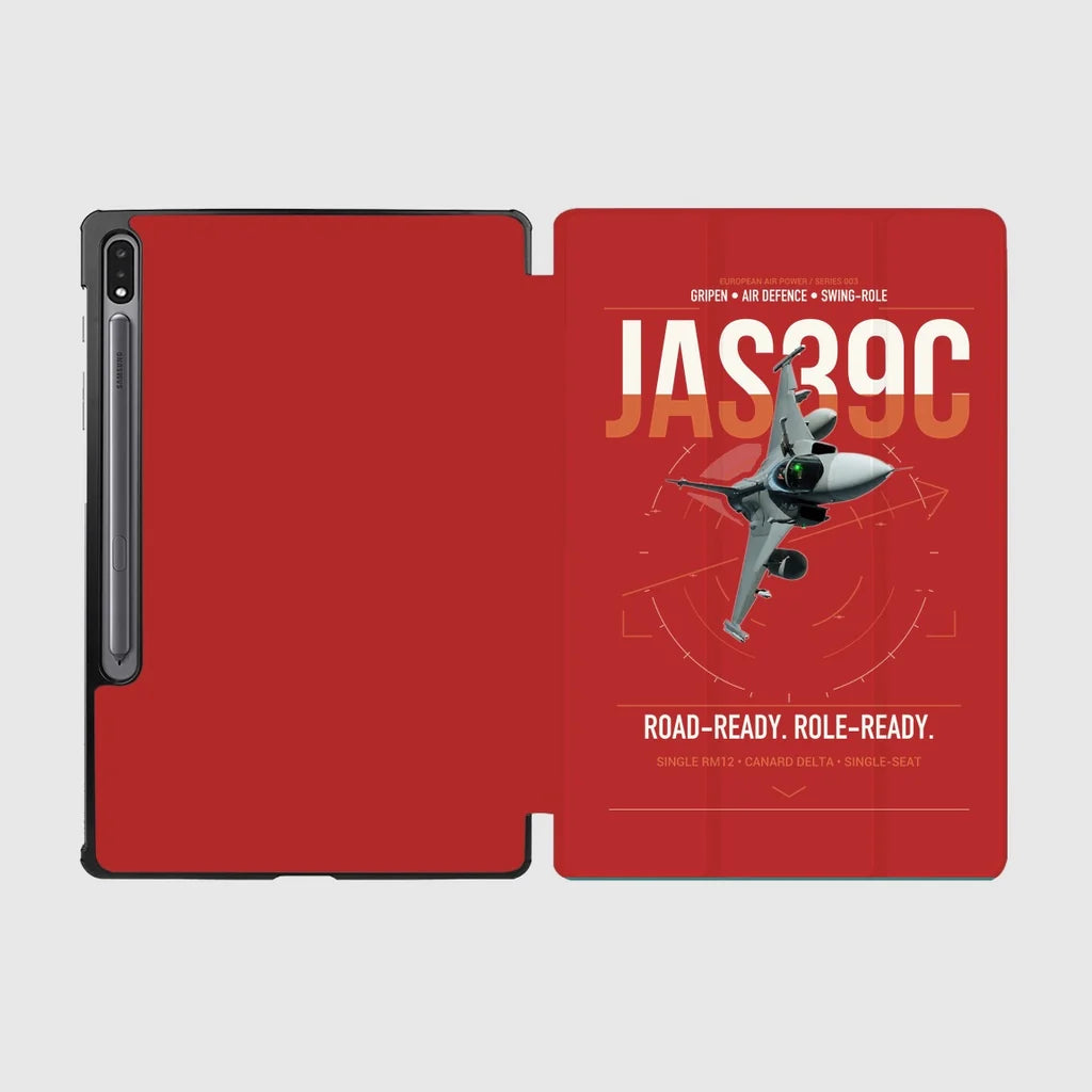 Saab JAS 39C Gripen design on red samsung tablet tablet case