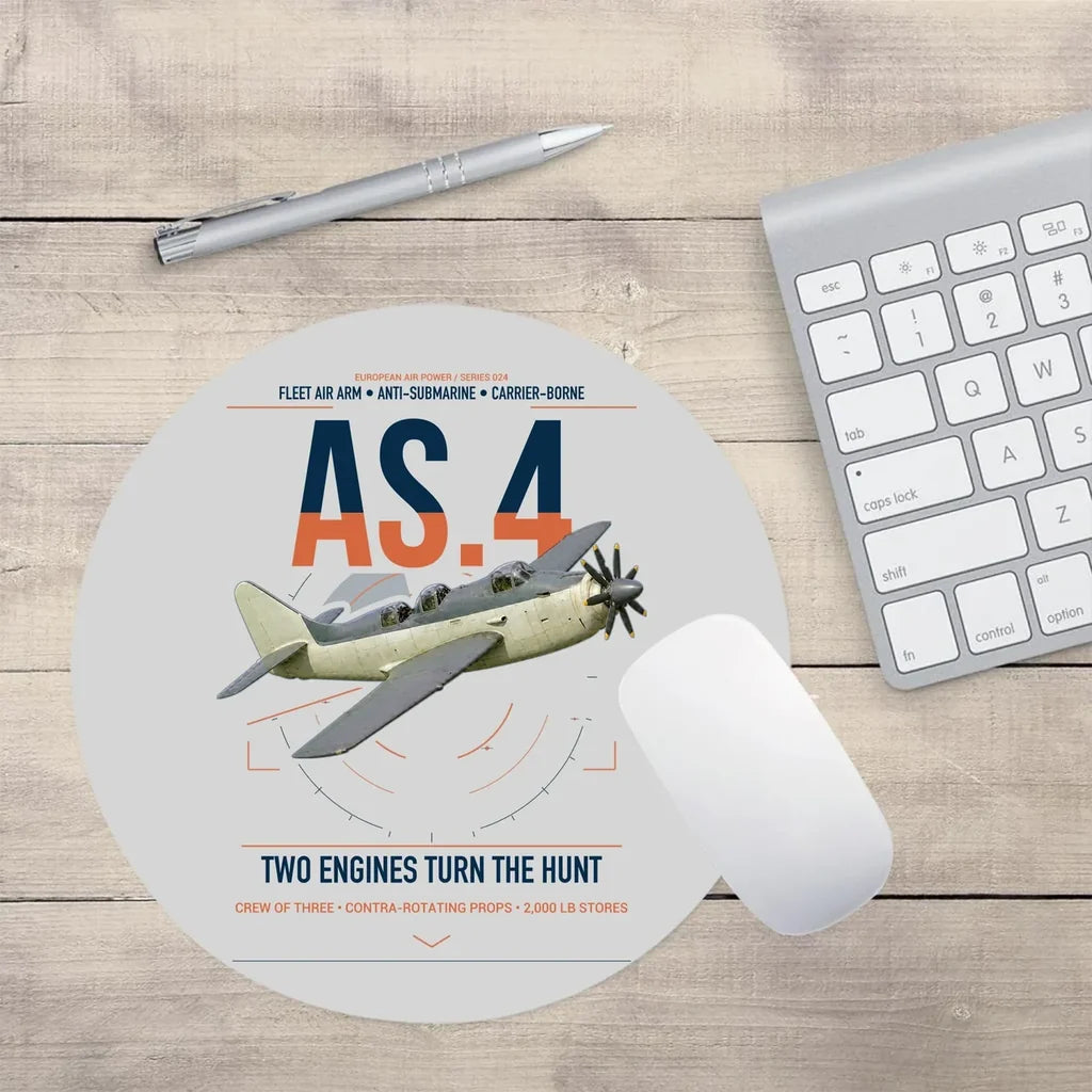 Fairey Gannet AS.4 design on light gray round mouse pad