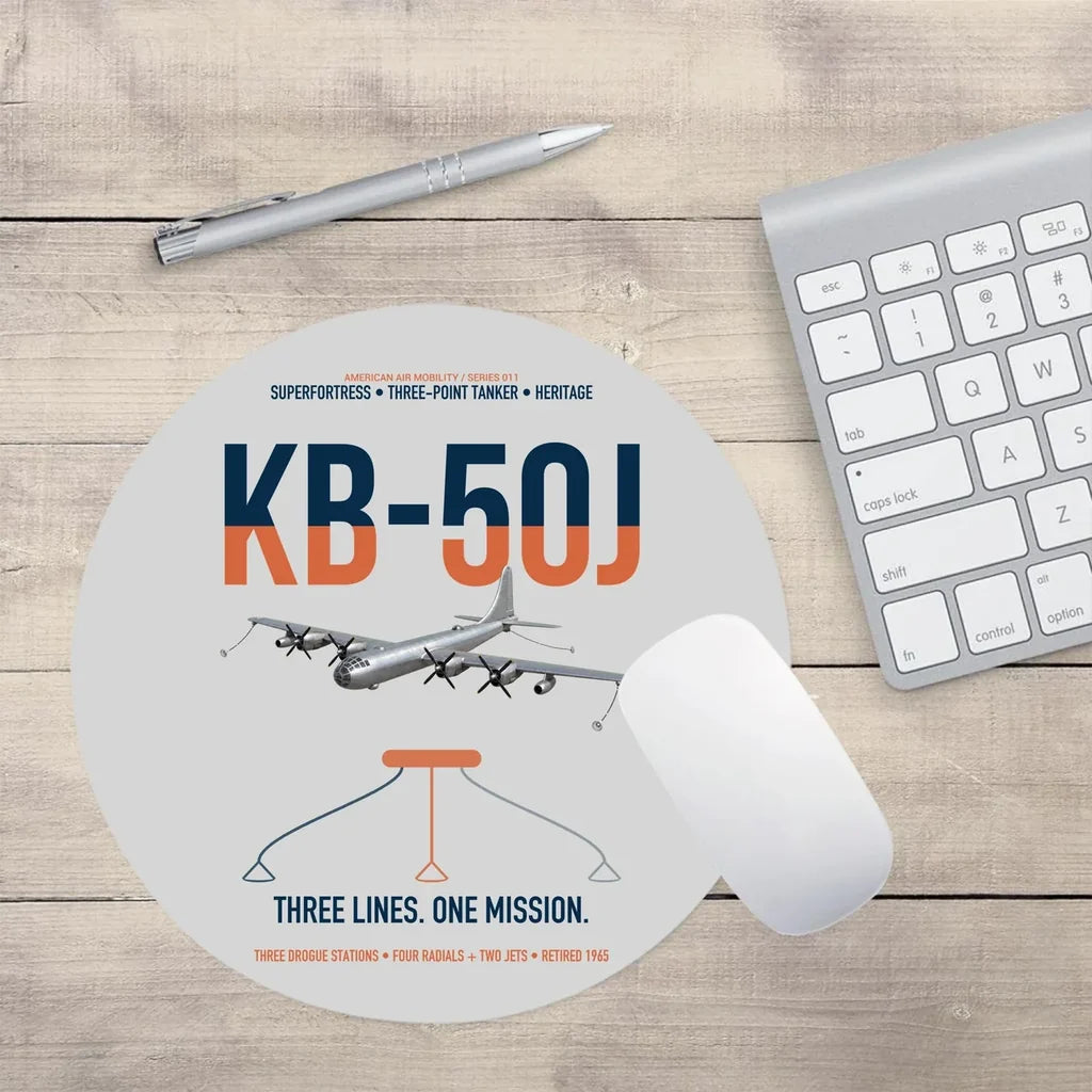 KB-50J Superfortress design on light gray round mouse pad