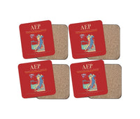 Thumbnail for Aeroparque Jorge Newbery (AEP) design on red 4 pieces set coaster