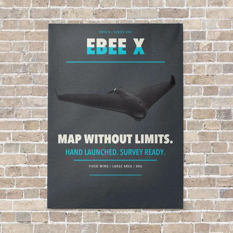 AgEagle eBee X vertical canvas print - no frame - gray background