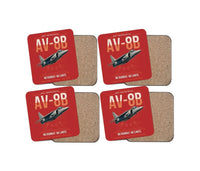 Thumbnail for AV-8B Harrier II design on red 4 pieces set coaster