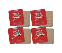 Thumbnail for Bombardier Learjet 35A design on red 4 pieces set coaster