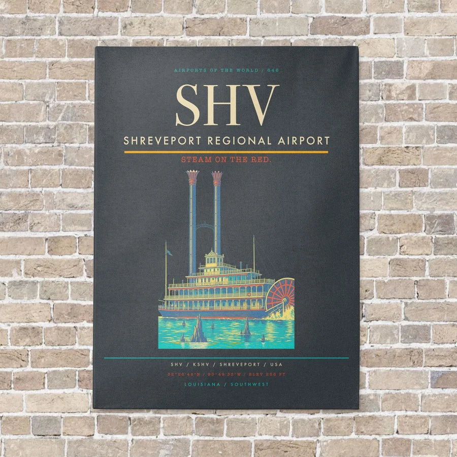 Shreveport Regional Airport SHV vertical canvas print - no frame - gray background