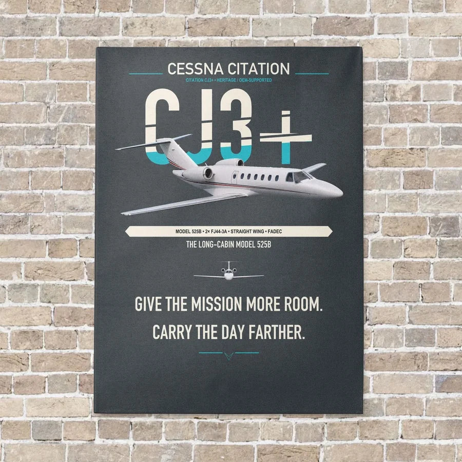 Cessna Citation CJ3+ vertical canvas print - no frame - gray background