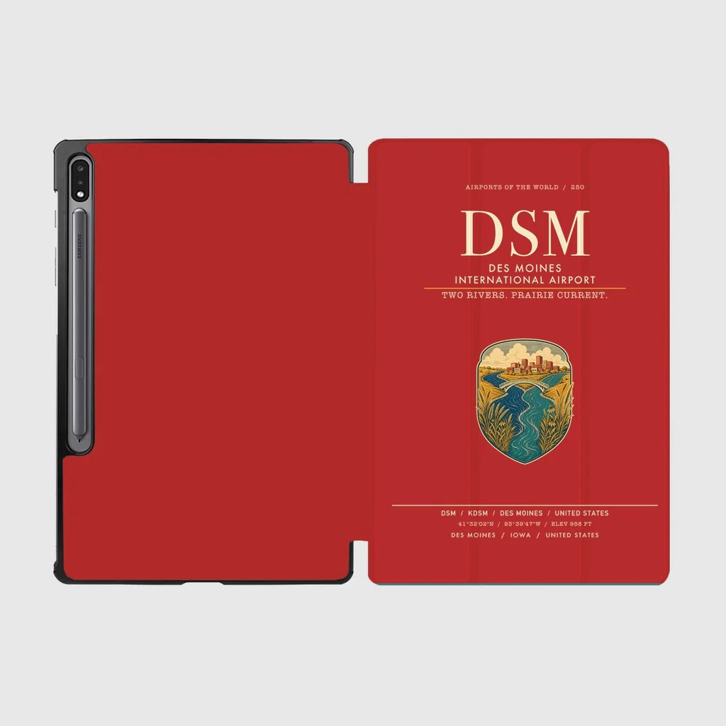 Des Moines International Airport (DSM) design on red samsung tablet tablet case