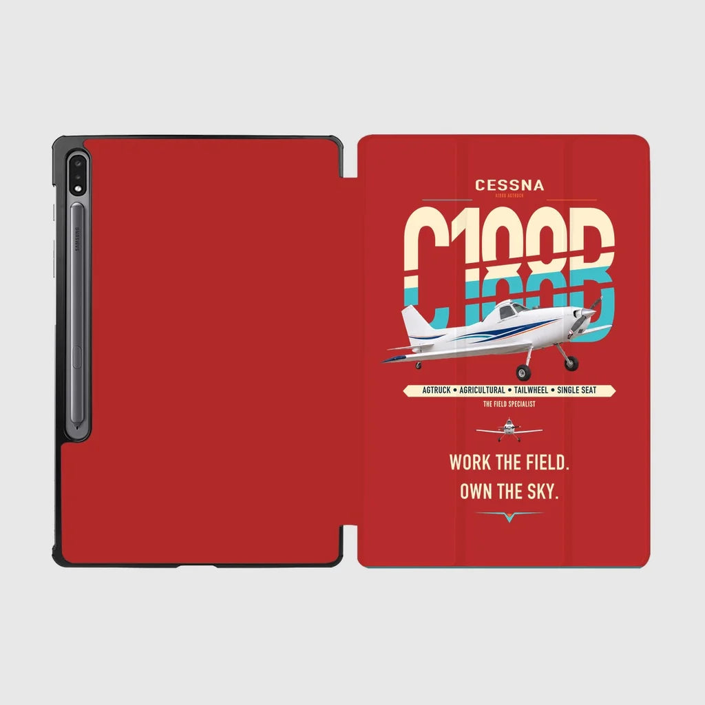 Cessna A188B AgTruck design on red samsung tablet tablet case