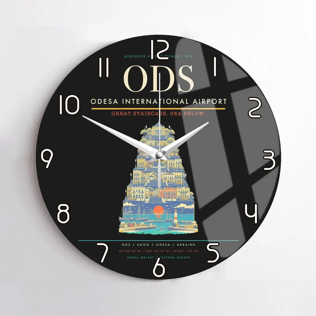Odesa International Airport ODS Wall-Clock No-Frame - Black