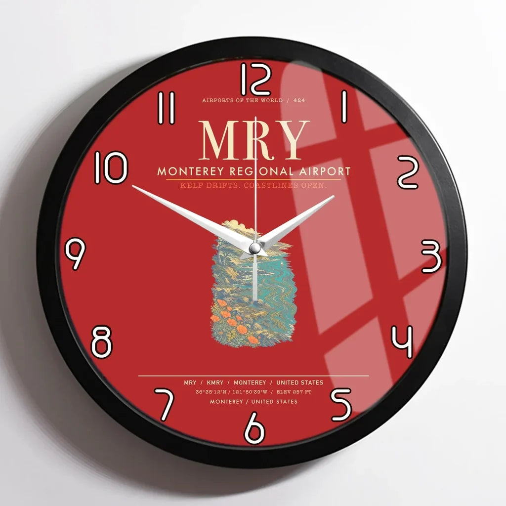 Monterey Regional Airport MRY Wall-Clock Framed - Red