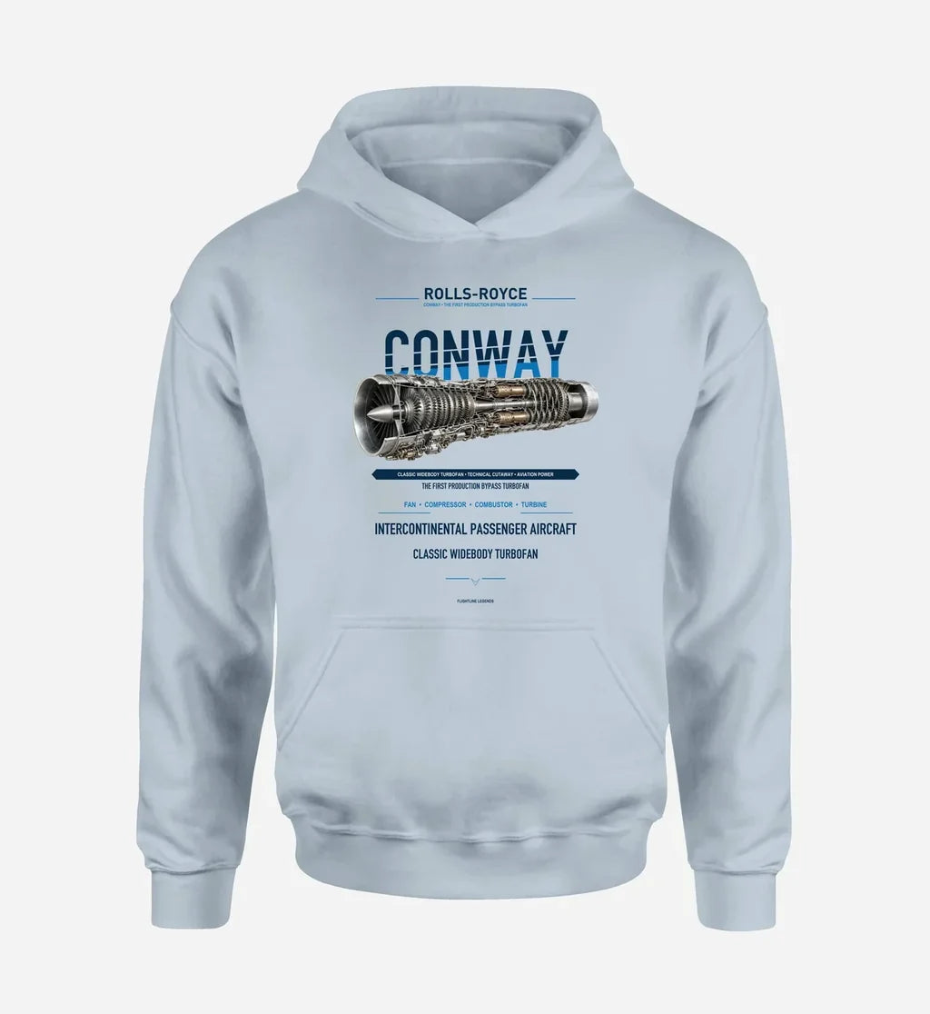CONWAY design on light blue hoodie single side