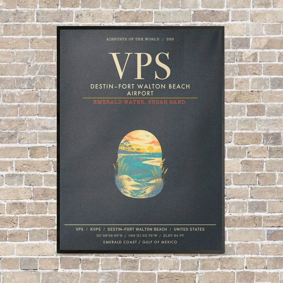 Destin Fort Walton Beach Airport VPS - Canvas Framed - Gray
