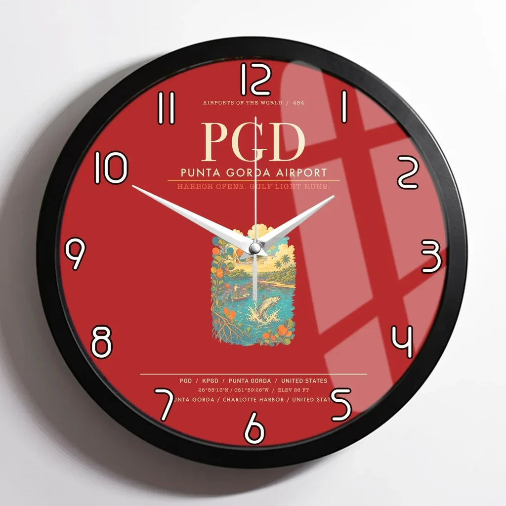 Punta Gorda Airport PGD Wall-Clock Framed - Red