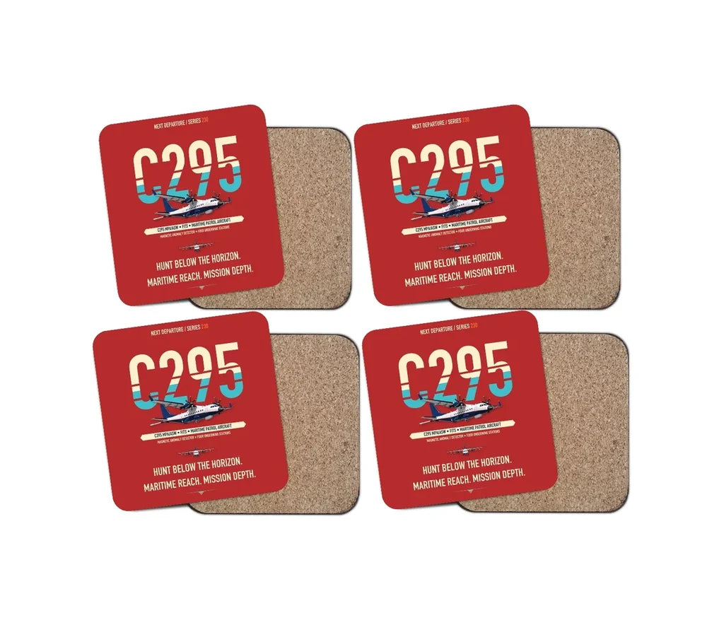 Airbus C295 MPA/ASW design on red 4 pieces set coaster