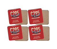 Thumbnail for Airbus C295 Firefighter design on red 4 pieces set coaster