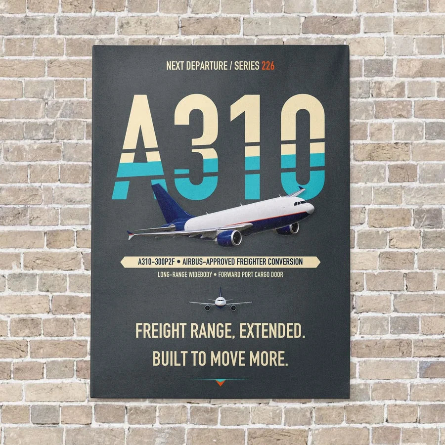 Airbus A310-300P2F vertical canvas print - no frame - gray background
