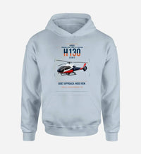 Thumbnail for Airbus H130 design on light blue double-side hoodie, single-side print