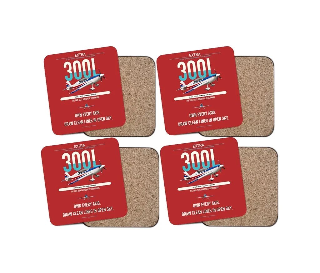 Extra 300L design on red 4 pieces set coaster