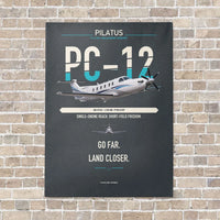 Thumbnail for Pilatus PC-12 PRO vertical canvas print - no frame - gray background