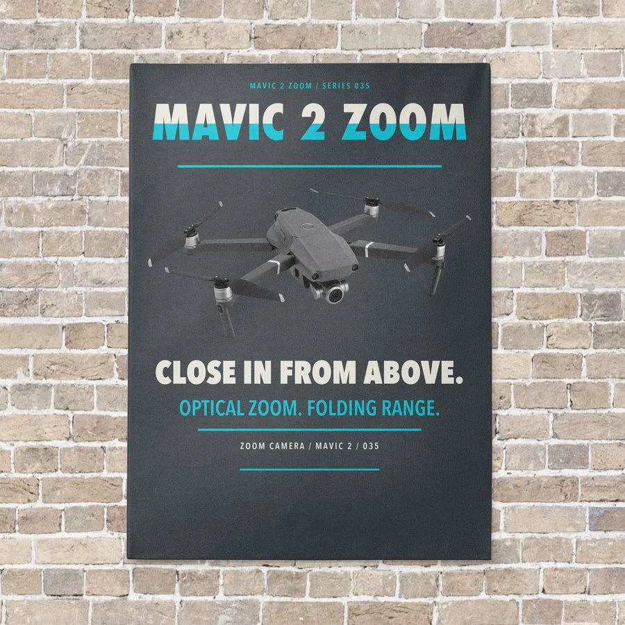 DJI Mavic 2 Zoom vertical canvas print - no frame - gray background