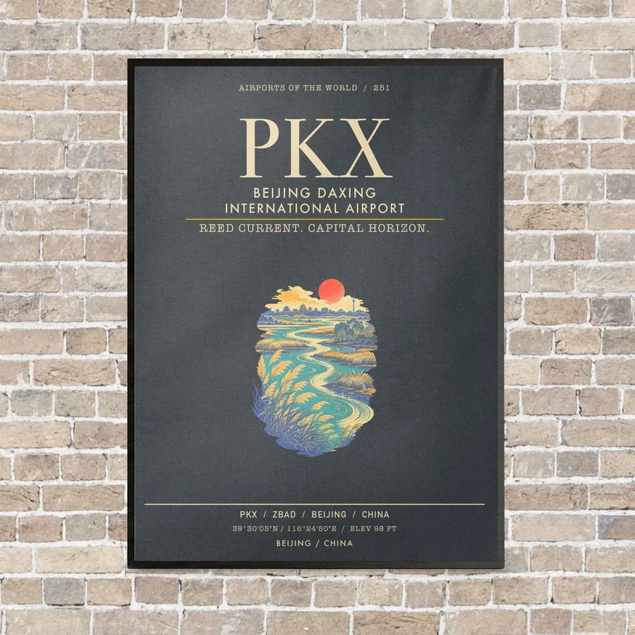 Beijing Daxing International Airport PKX - Canvas Framed - Gray