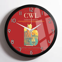 Thumbnail for Cardiff Airport (CWL) design on red framed wall clock
