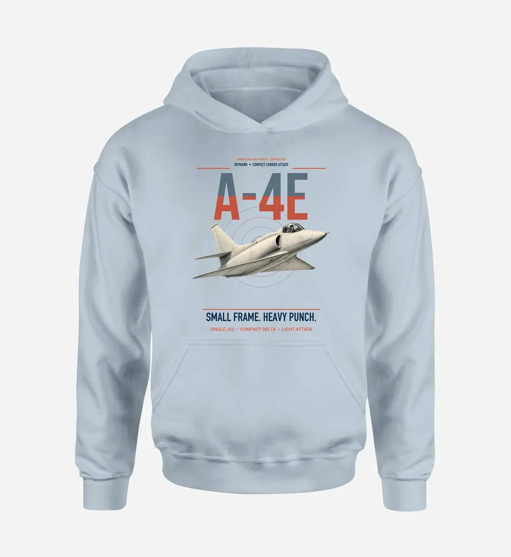 A-4E Skyhawk design on light blue double-side hoodie