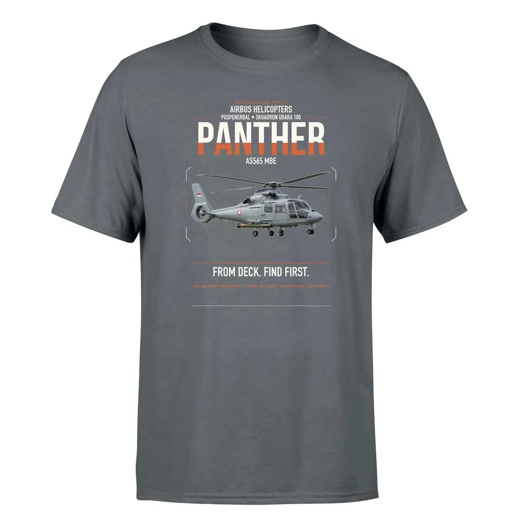 Airbus Helicopters AS565 MBe Panther design on gray t-shirt, single-side print