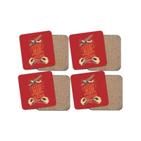 Thumbnail for Every Rib Remembers The Builder design on red 4 pieces set coaster