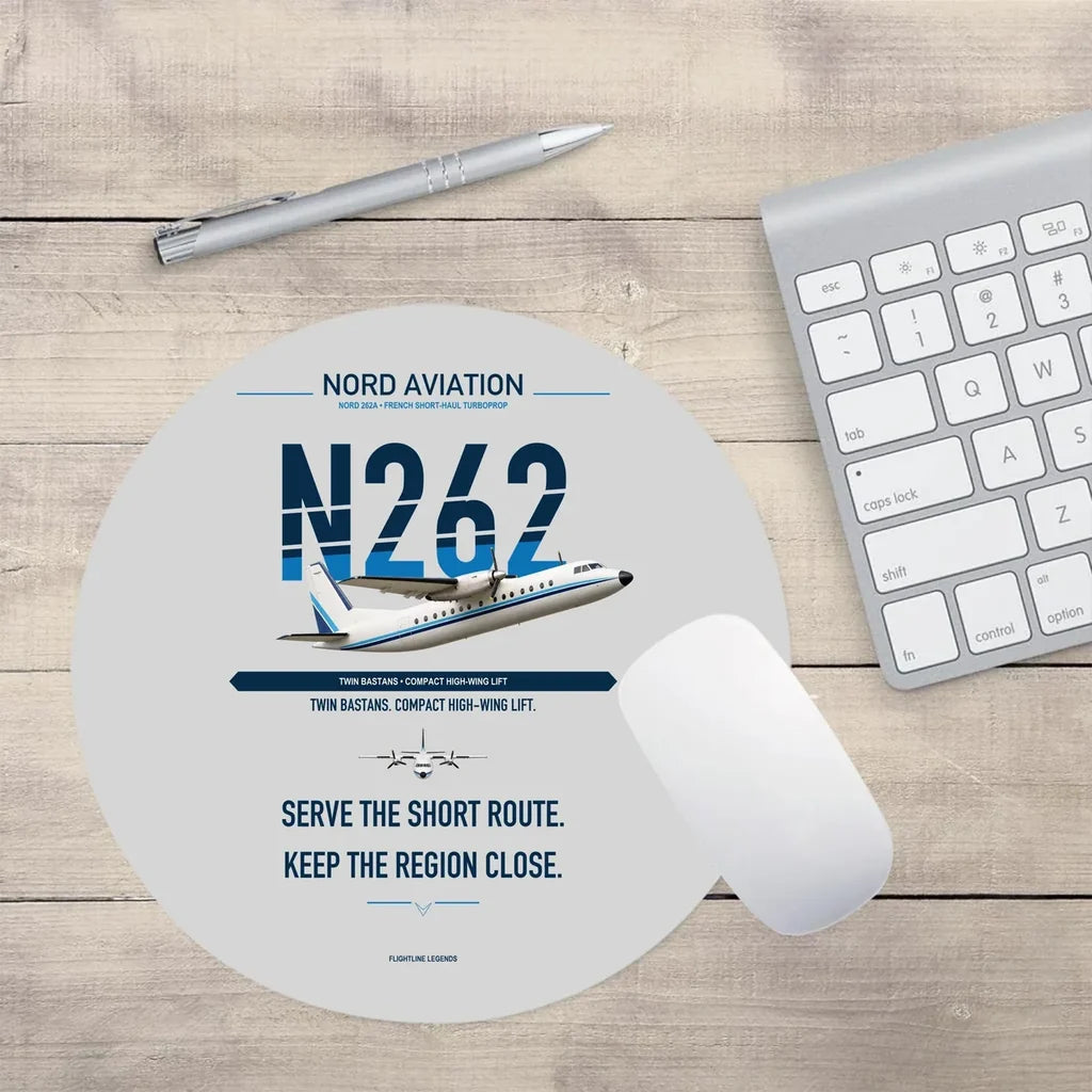 Nord 262A design on light gray round mouse pad