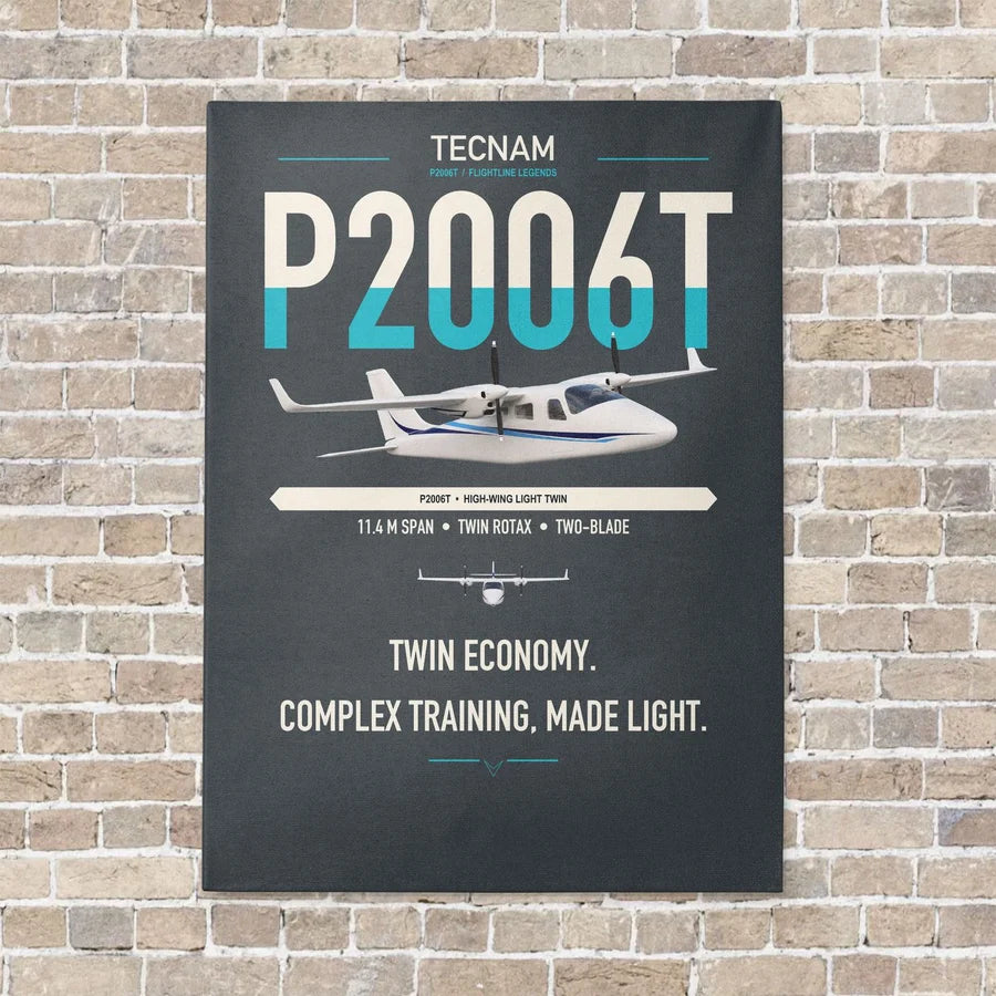 Tecnam P2006T vertical canvas print - no frame - gray background