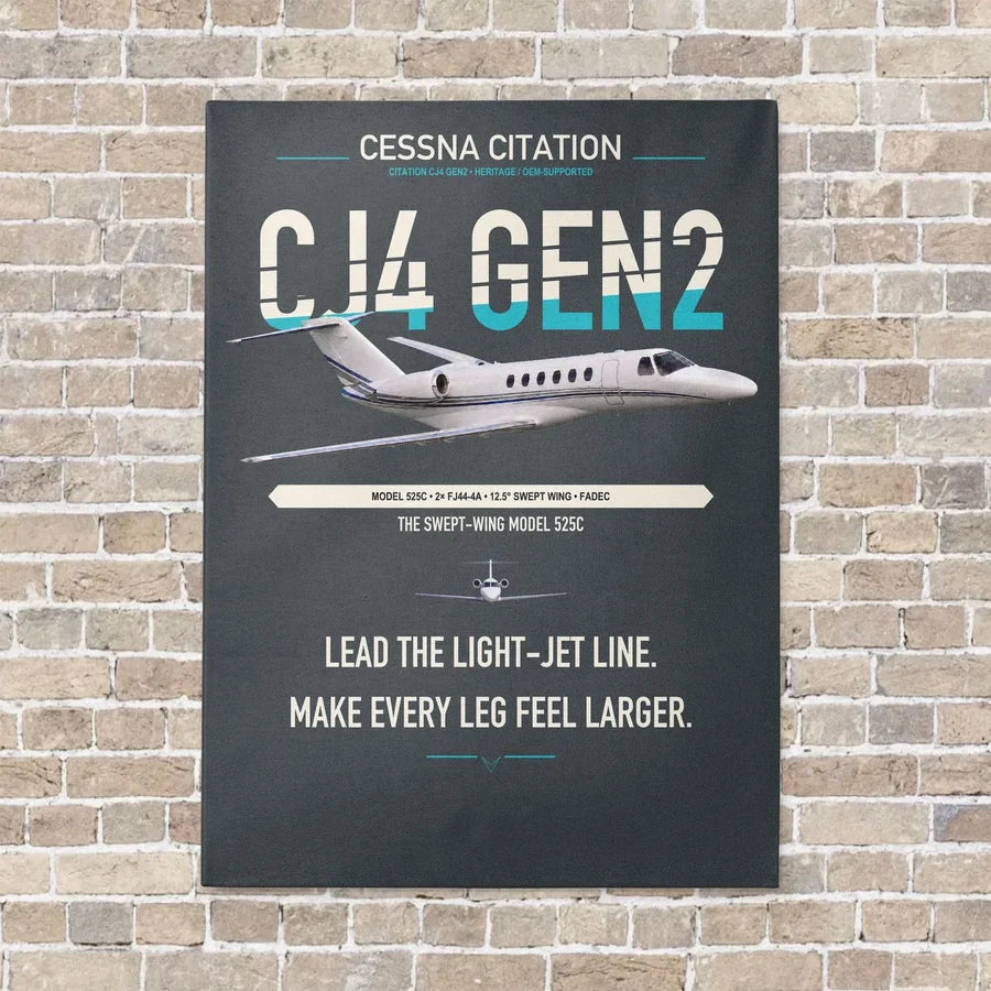 Cessna Citation CJ4 Gen2 vertical canvas print - no frame - gray background